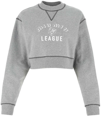 (W) MIU MIU グレー ロゴ入りクロップド スウェットシャツ MJL779-1Z4H-F0031 Order (W) MIU MIU グレー ロゴ入りクロップド スウェットシャツ MJL779-1Z4H-F0031