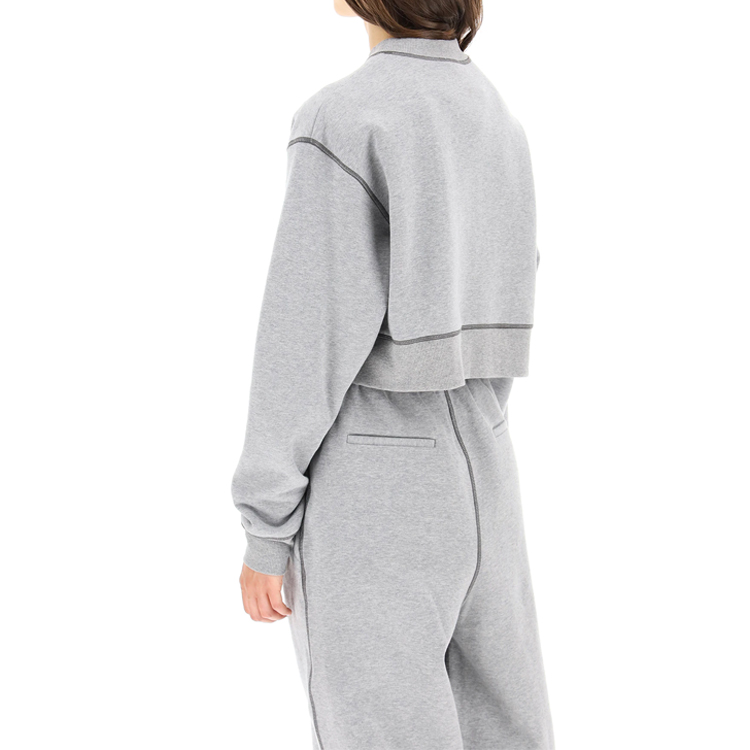 Shop (W) MIU MIU グレー ロゴ入りクロップド スウェットシャツ MJL779-1Z4H-F0031