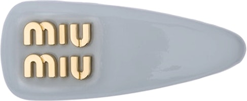 (Women) MIU MIU Grey Leather Hairpin with 3D Logo Decoration for Women. 5IF092_069_F0591 (Women) MIU MIU Grey Leather Hairpin with 3D Logo Decoration for Women. 5IF092_069_F0591