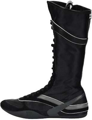 (Women) MIU MIU Gymnasium SS25 High-Top Boots Black Suede & Fabric 5W429E_71L_F0A13_F_A005 Buy (Women) MIU MIU Gymnasium SS25 High-Top Boots Black Suede & Fabric 5W429E_71L_F0A13_F_A005