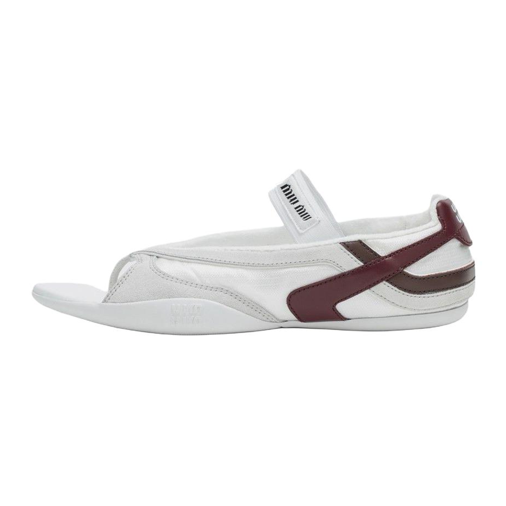 (Women) MIU MIU Gymnasium SS25 White Round-Toe Flat Strap Sandals for Women. 5Y426E_71L_F0X97_Q_A005