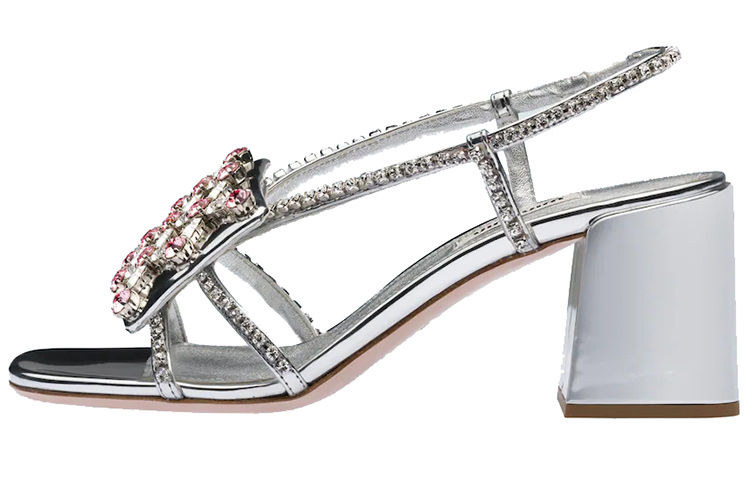 (W) MIU MIU High-Heel 'Metallic Weave Silver Elegance'