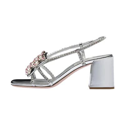 (W) MIU MIU High-Heel 'Metallic Weave Silver Elegance'