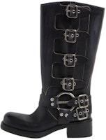 (Women) MIU MIU High-Top Boot 'Black Leather Logo Buckle' 5W792D_3F33_F0002_F_A050 (Women) MIU MIU High-Top Boot 'Black Leather Logo Buckle' 5W792D_3F33_F0002_F_A050