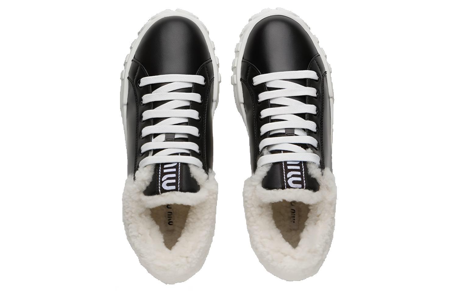 Purchase (W) MIU MIU High-Top Ledersneaker mit Wollfutter ''Schwarz'' 5T380D_3L0Y_F0889_F_005