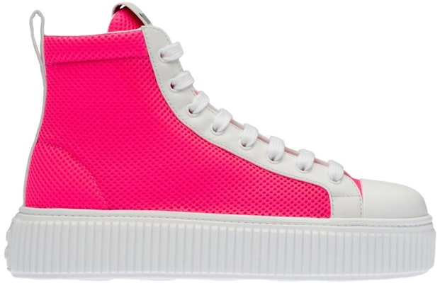 MIU MIU 網眼織物厚底高幫運動板鞋 女款 粉色 Order MIU MIU 網眼織物厚底高幫運動板鞋 女款 粉色