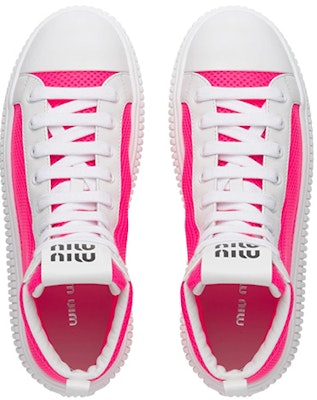MIU MIU 網眼織物厚底高幫運動板鞋 女款 粉色 Purchase MIU MIU 網眼織物厚底高幫運動板鞋 女款 粉色