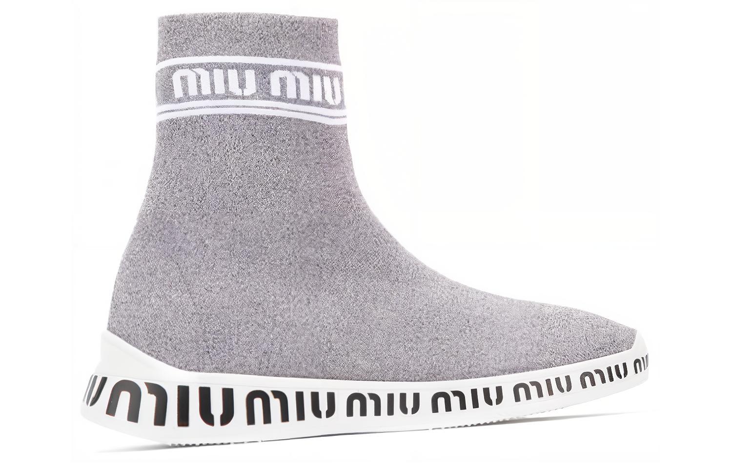 (W) MIU MIU High-Top Sock Sneaker 'Silver Grey' 圖 2