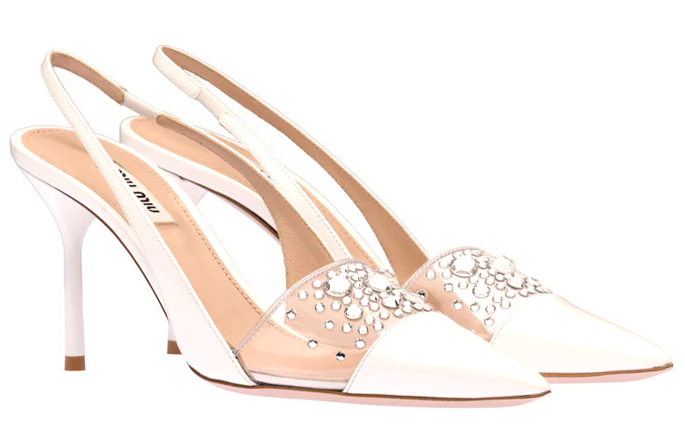 (W) MIU MIU High Heel 'Crystal Embellished Strap - White' 圖 4