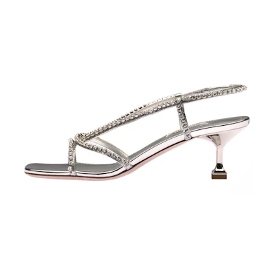 (W) MIU MIU High Heel 'Fashionable Elegance Silver Metallic'