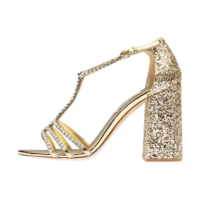 (W) MIU MIU High Heel 'Metallic Weave Glitter Platinum'