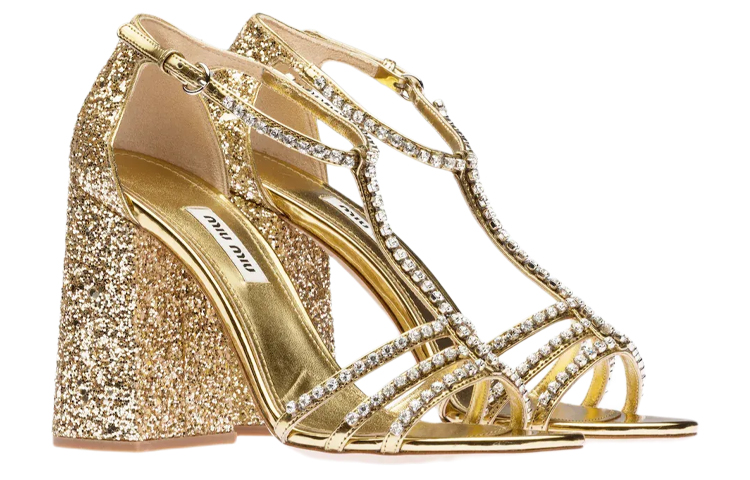 (W) MIU MIU High Heel 'Metallic Weave Glitter Platinum' 圖 2