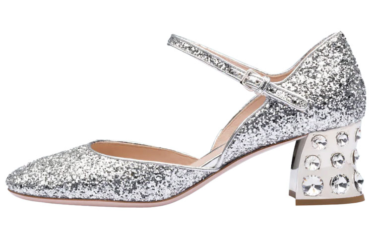 (W) MIU MIU High Heel 'Silver Glitter'