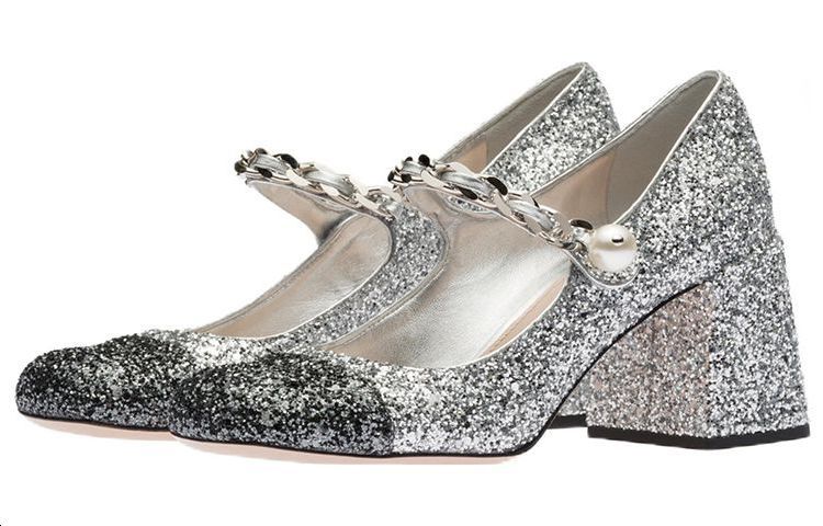 (W) MIU MIU High Heel 'Silver Glitter Chain' 圖 2