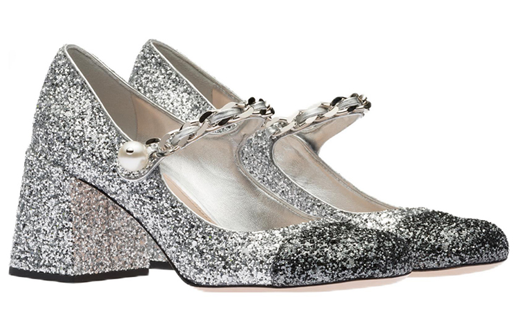 (W) MIU MIU High Heel 'Silver Glitter Chain' 圖 3