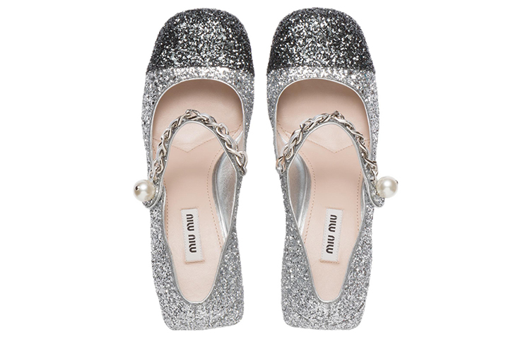 (W) MIU MIU High Heel 'Silver Glitter Chain' 圖 4
