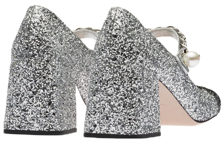 (W) MIU MIU High Heel 'Silver Glitter Chain' 圖 5