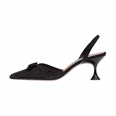 (W) MIU MIU High Heel with Satin Ankle Strap 'Black'