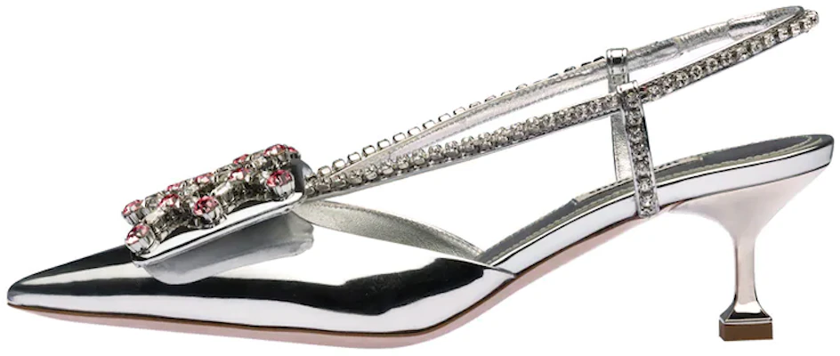 (W) MIU MIU Tacones Altos con Tejido Metálico y Correa Trasera 'Plateado' 5I537D_3LFO_F0118_F_055 Buy (W) MIU MIU Tacones Altos con Tejido Metálico y Correa Trasera 'Plateado' 5I537D_3LFO_F0118_F_055