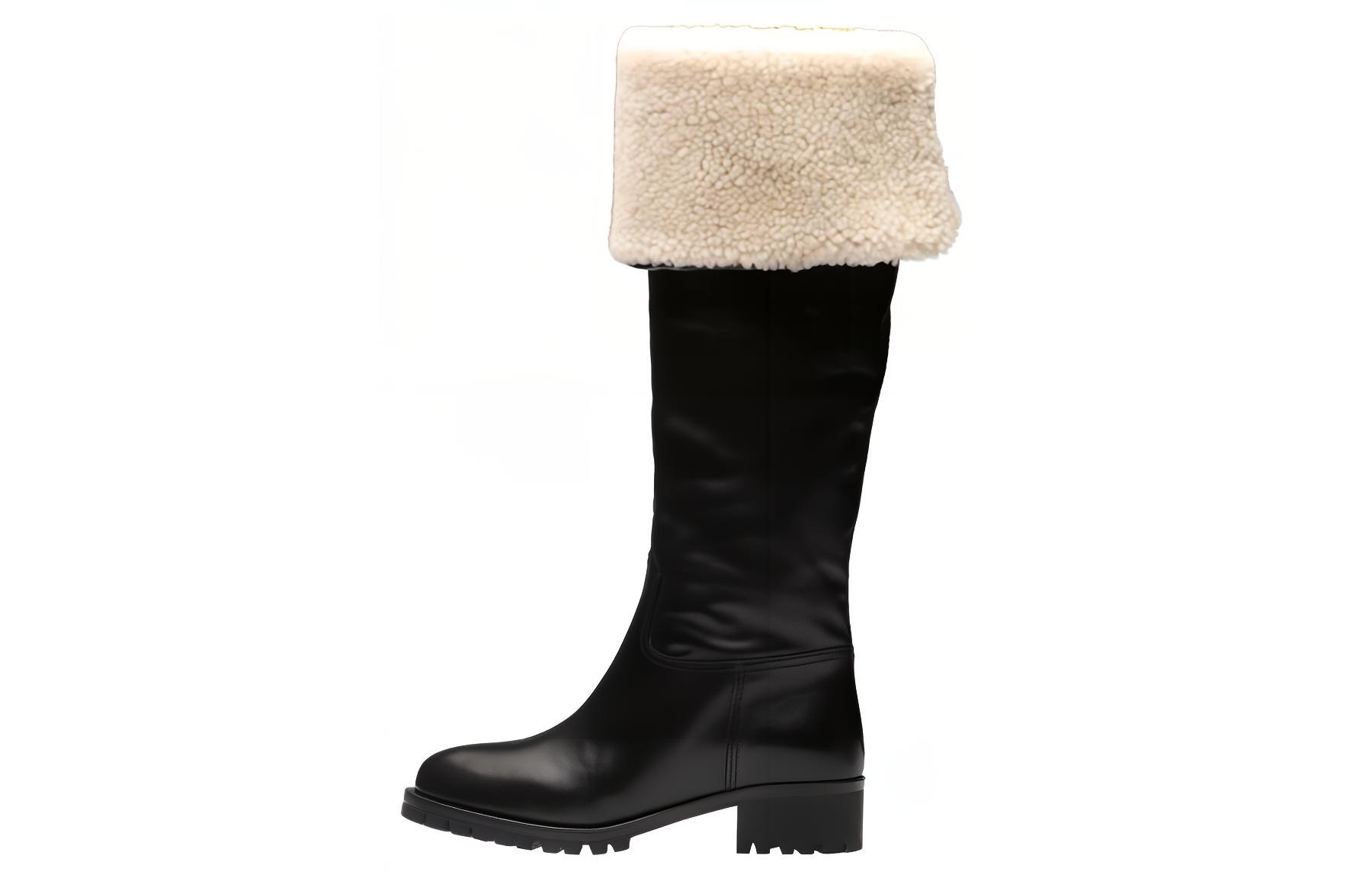 Buy (W) MIU MIU Hoge Toplaars ''Eenvoudig Comfort Zwart'' 5W391D_3LEP_F0889_F_040