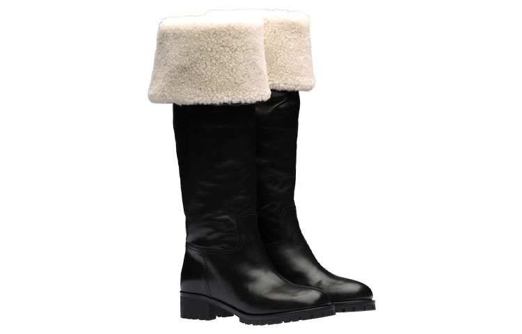 Lookbook (W) MIU MIU Hoge Toplaars ''Eenvoudig Comfort Zwart'' 5W391D_3LEP_F0889_F_040