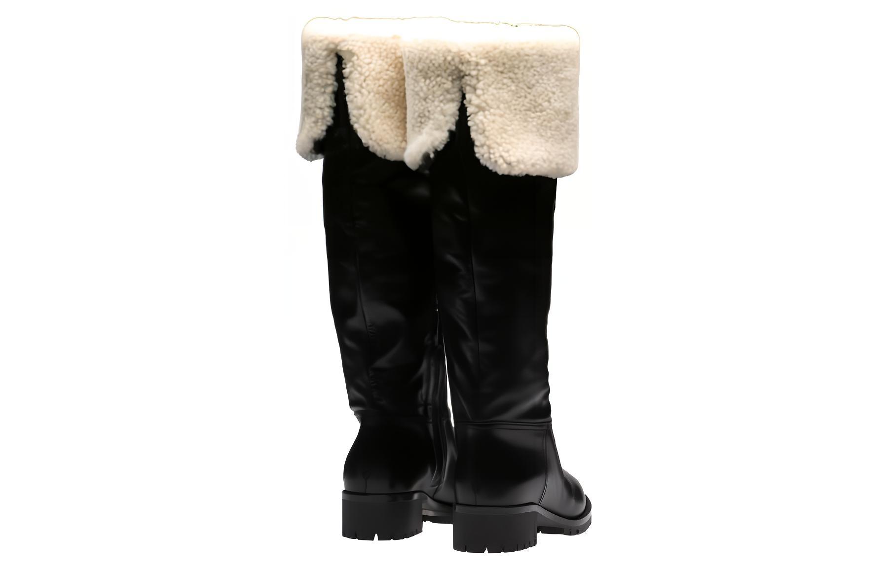Shop (W) MIU MIU Hoge Toplaars ''Eenvoudig Comfort Zwart'' 5W391D_3LEP_F0889_F_040