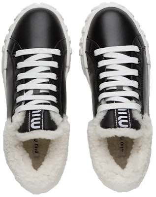 (Women) MIU MIU High-Top Leather Sneakers with Wool Lining 'Black' 5T380D_3L0Y_F0889_F_005 Shop (Women) MIU MIU High-Top Leather Sneakers with Wool Lining 'Black' 5T380D_3L0Y_F0889_F_005