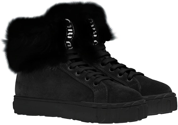 (W) MIU MIU Sneaker Tinggi 'Suede Bulu Hitam' 5T384D_3A0A_F0002_F_005 Lookbook (W) MIU MIU Sneaker Tinggi 'Suede Bulu Hitam' 5T384D_3A0A_F0002_F_005