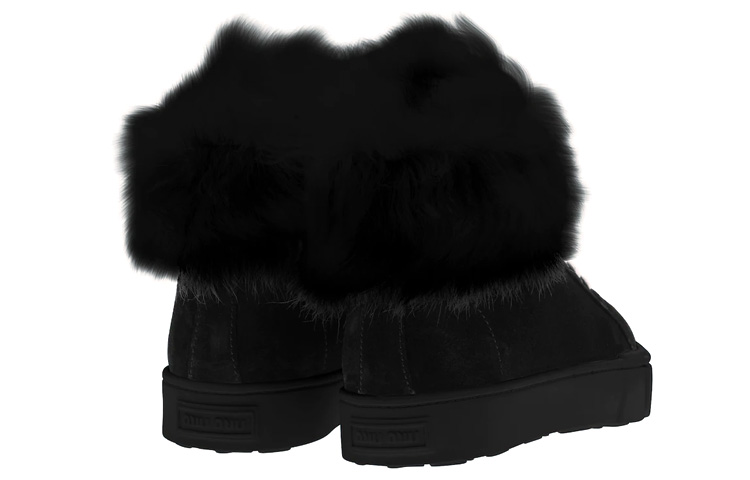(W) MIU MIU High-Top Sneakers 'Black Shearling Suede' 圖 5