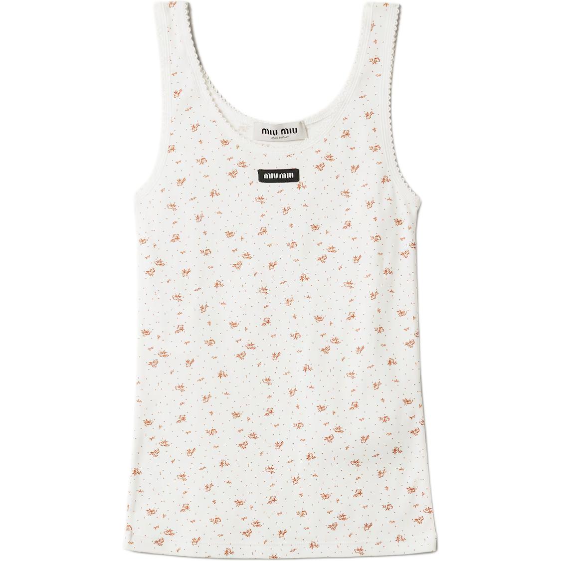 (Women) MIU MIU Holiday Ribbed Knit Logo Patch Sleeveless Vest - MJT727-18ZU-F0O7V-S-OOO