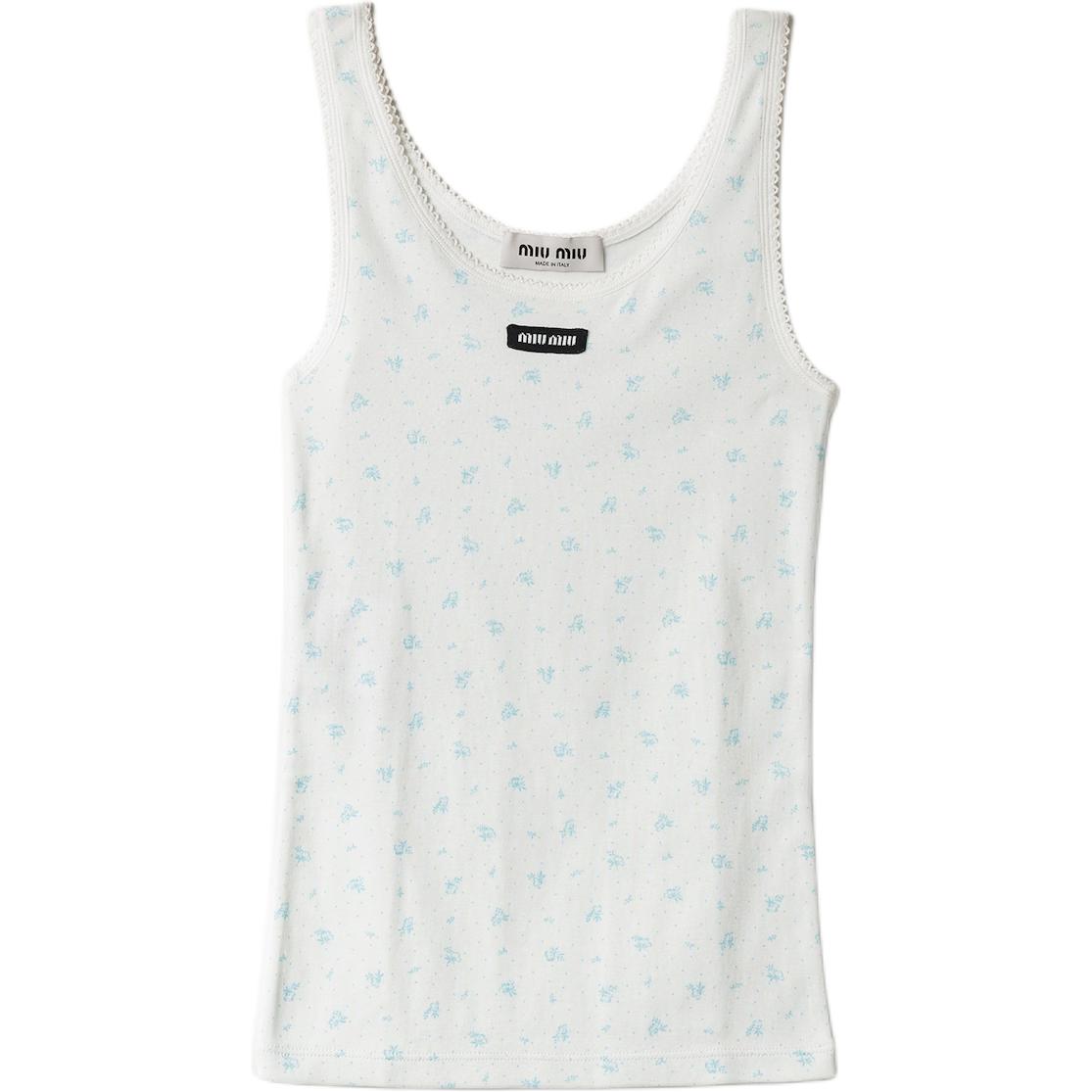 (Women) MIU MIU Holiday Series Printed Round-Neck Sleeveless Top MJT727-18ZU-F0AZ1-S-OOO
