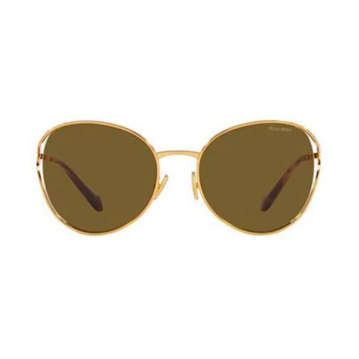 (Women) MIU MIU Irregular Gold Logo Sunglasses. MU53YS7OE01T