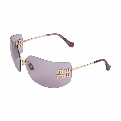 (Women) MIU MIU Irregular Gold Sunglasses for Women with UVA & UVB Protection. SMU54Y-E5AK-FE06I-C-080