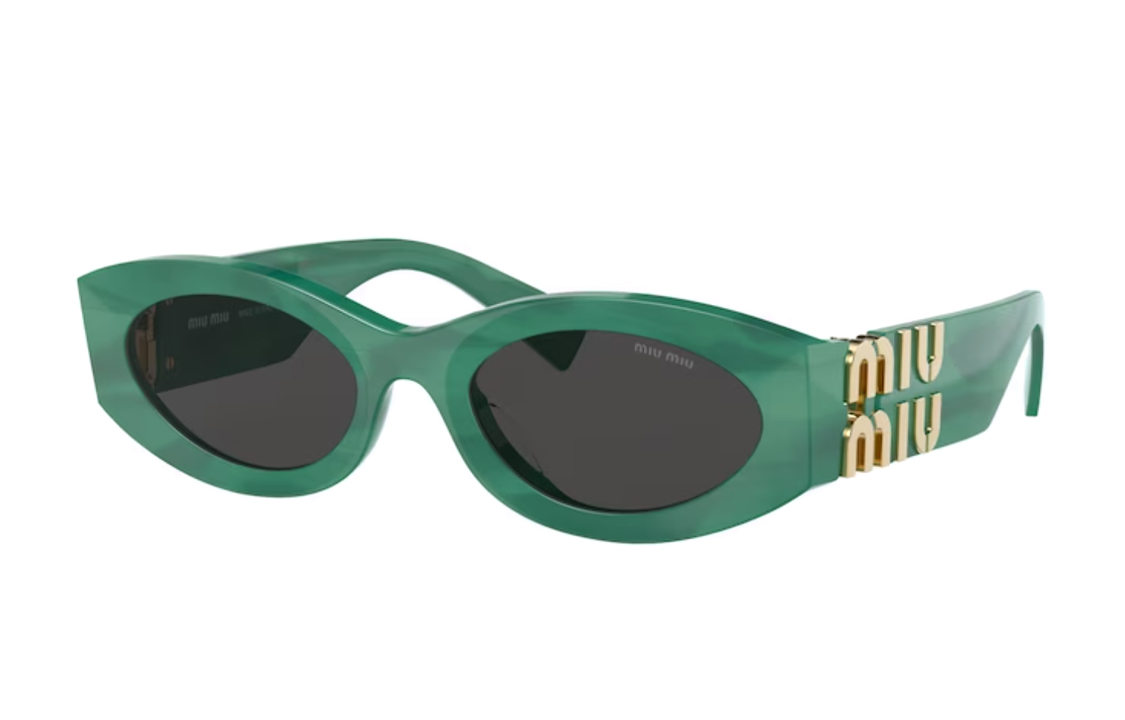 (Women) MIU MIU Irregular Green Sunglasses with Lettered Temples for Women. SMU11W_E15H_F05S0_C_054 圖 2