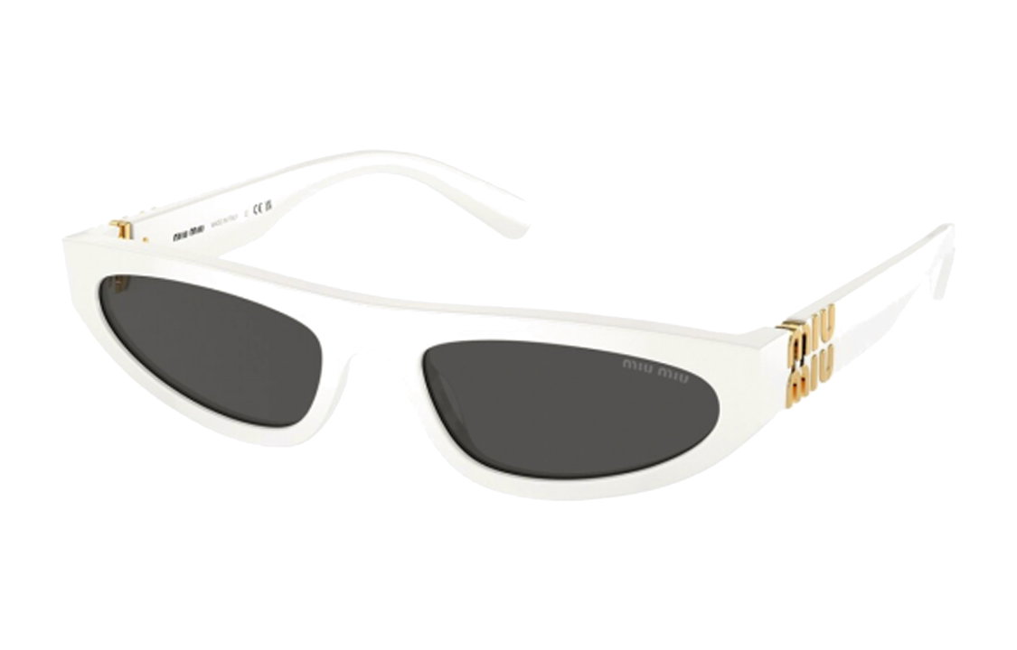 (Women) MIU MIU Irregular Shaped Acetate Sunglasses with Logo Decoration - White . 07ZS 1425S0