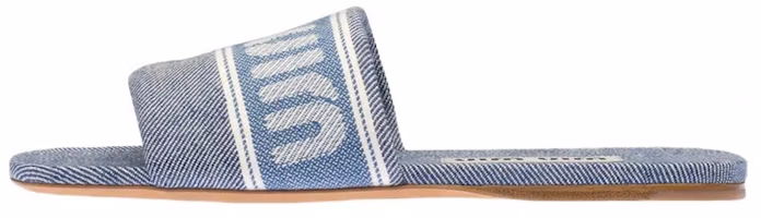 (Women) MIU MIU Logo Jacquard Slides Blue Denim 5XX558_3LKY_F0016_F_005 (Women) MIU MIU Logo Jacquard Slides Blue Denim 5XX558_3LKY_F0016_F_005