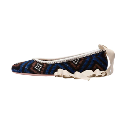 (W) MIU MIU Knit Ballet Flats 'Black Blue'