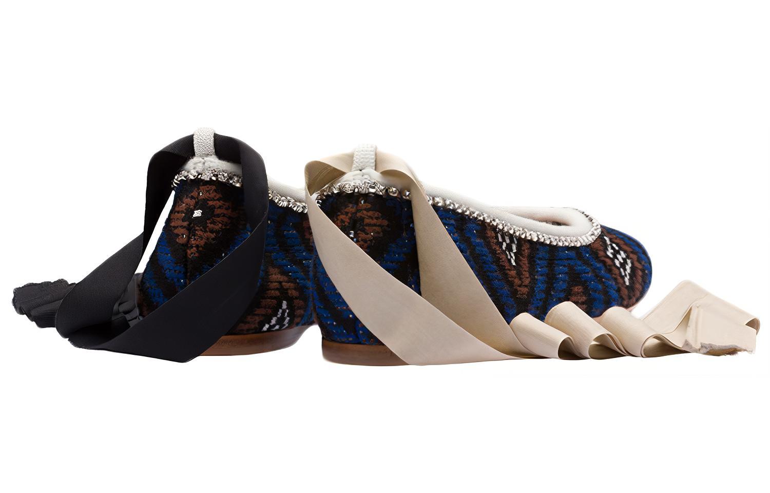 (W) MIU MIU Knit Ballet Flats 'Black Blue' 圖 4