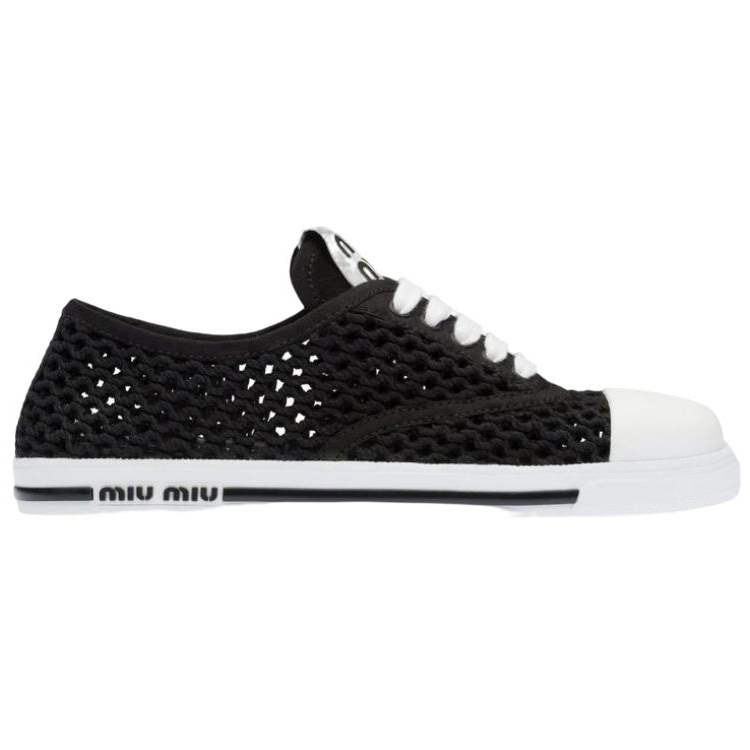 (W) MIU MIU Knit Fashion Sneakers 'Black' 圖 2