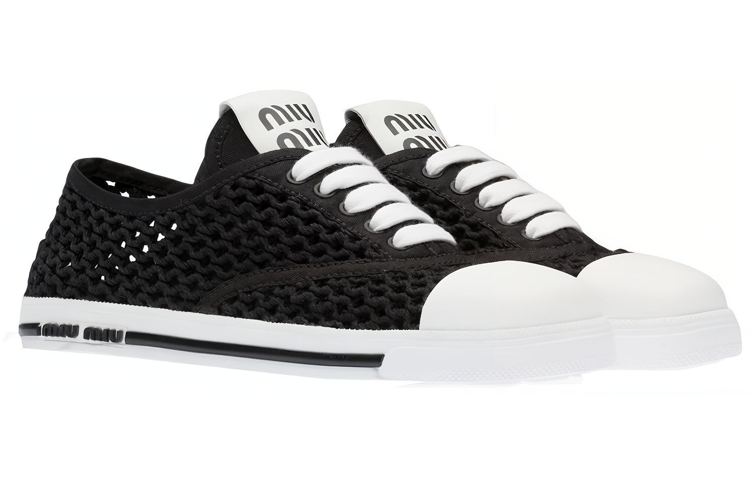 (W) MIU MIU Knit Fashion Sneakers 'Black' 圖 3