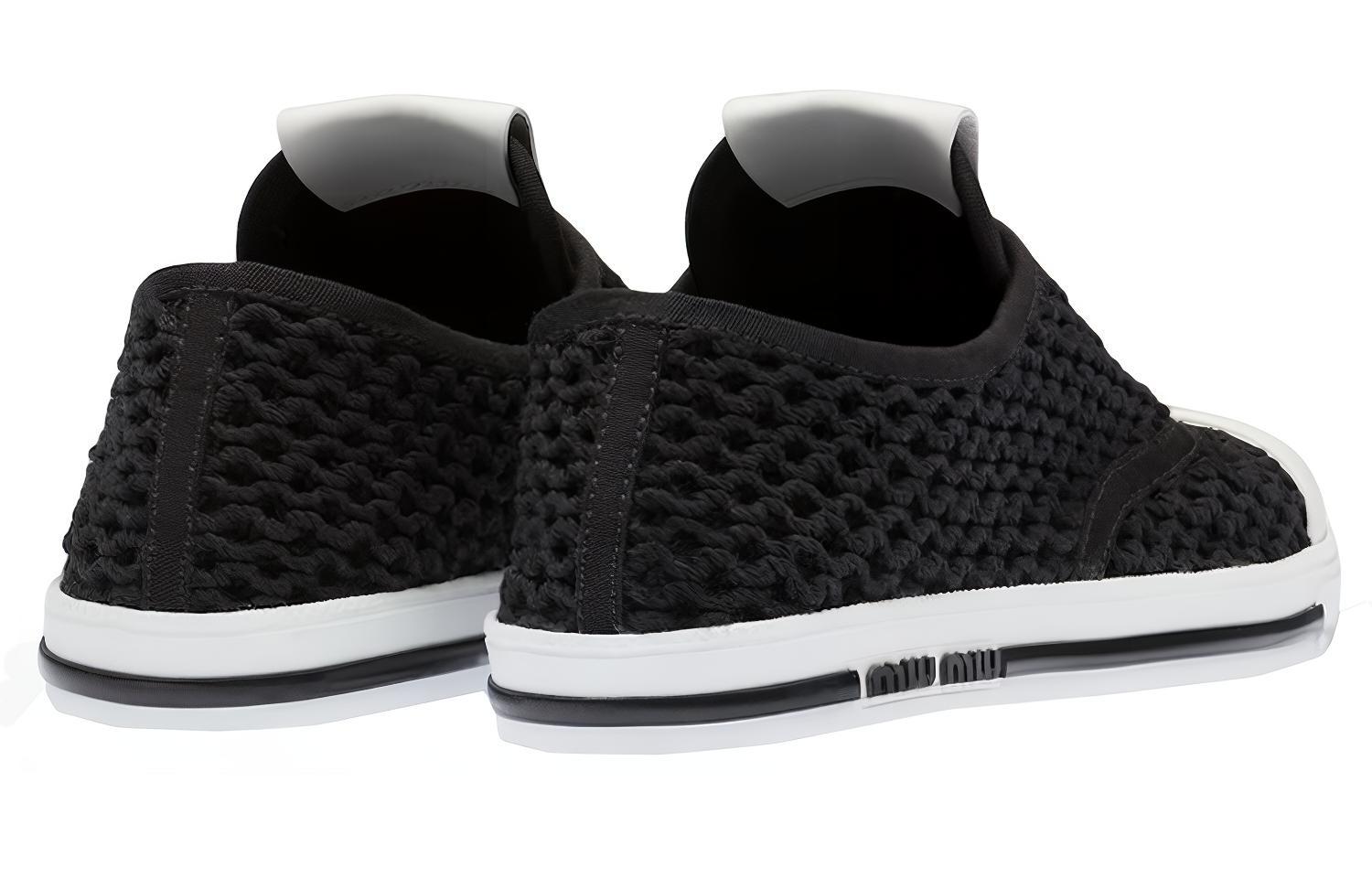 (W) MIU MIU Knit Fashion Sneakers 'Black' 圖 5