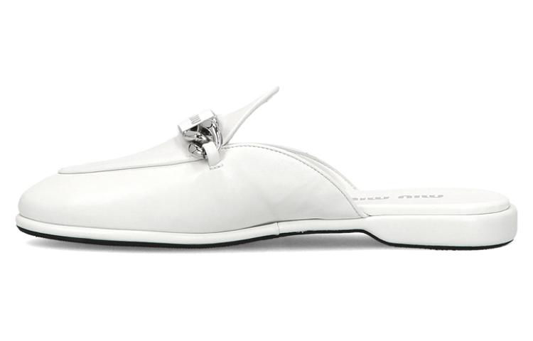 (W) MIU MIU Leather 'White Slipper'