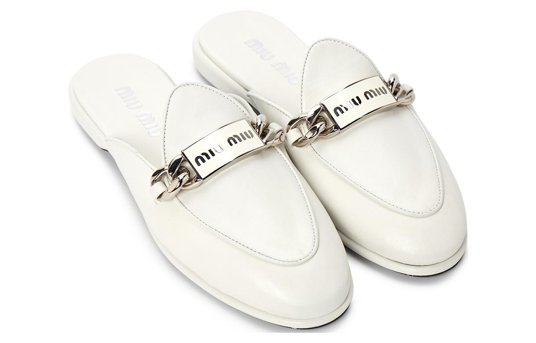 (W) MIU MIU Leather 'White Slipper' 圖 2