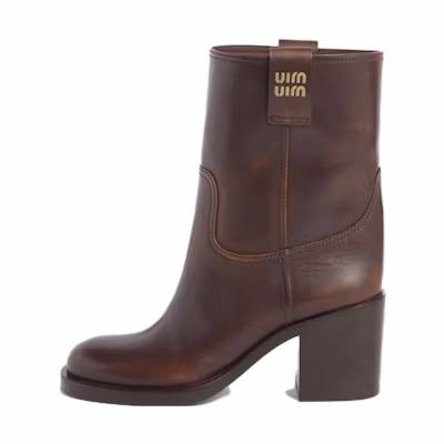 (W) MIU MIU Leather Ankle Boot 'Elegant Simplicity Sienna'
