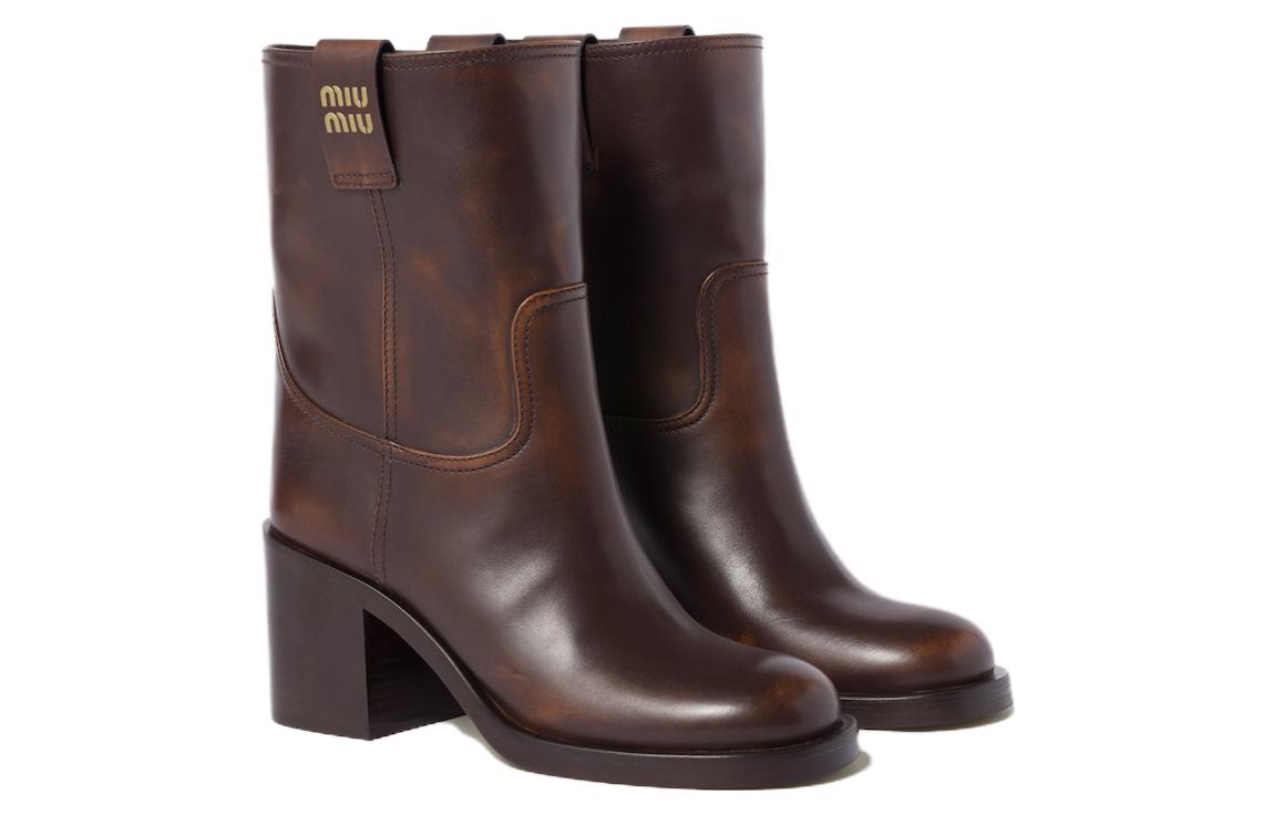 (W) MIU MIU Leather Ankle Boot 'Elegant Simplicity Sienna' 圖 2