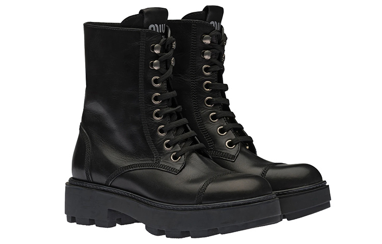 (W) MIU MIU Leather Ankle Boots 'Black' 圖 2