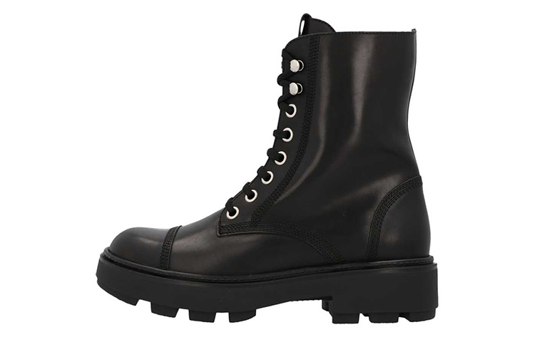 (W) MIU MIU Leather Ankle Boots 'Black Chunky Heel'