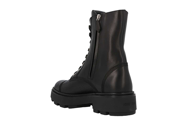 (W) MIU MIU Leather Ankle Boots 'Black Chunky Heel' 圖 3