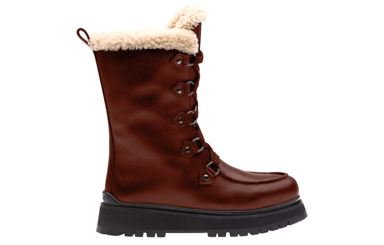 (W) MIU MIU Leather Ankle Boots 'Brown' 圖 2