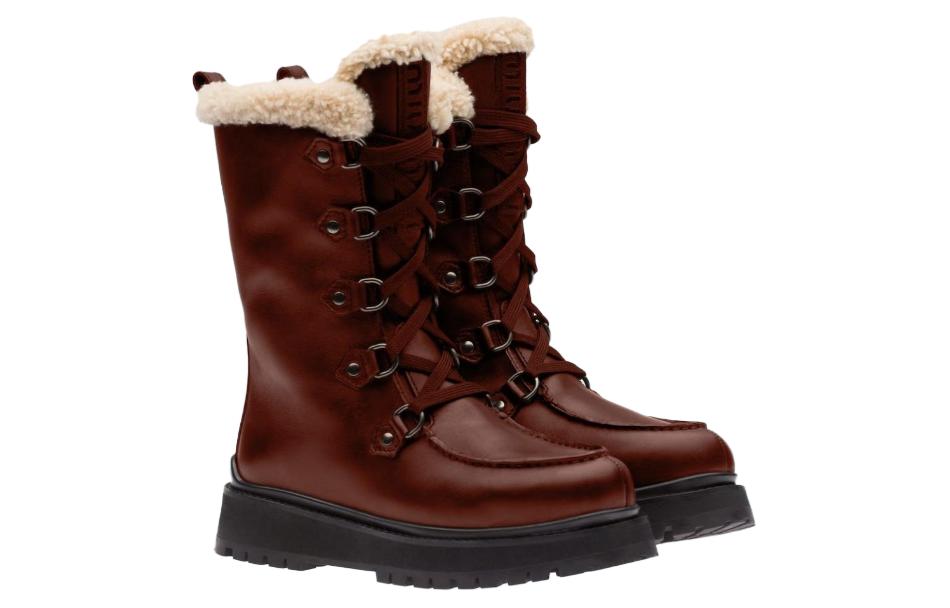 (W) MIU MIU Leather Ankle Boots 'Brown' 圖 3